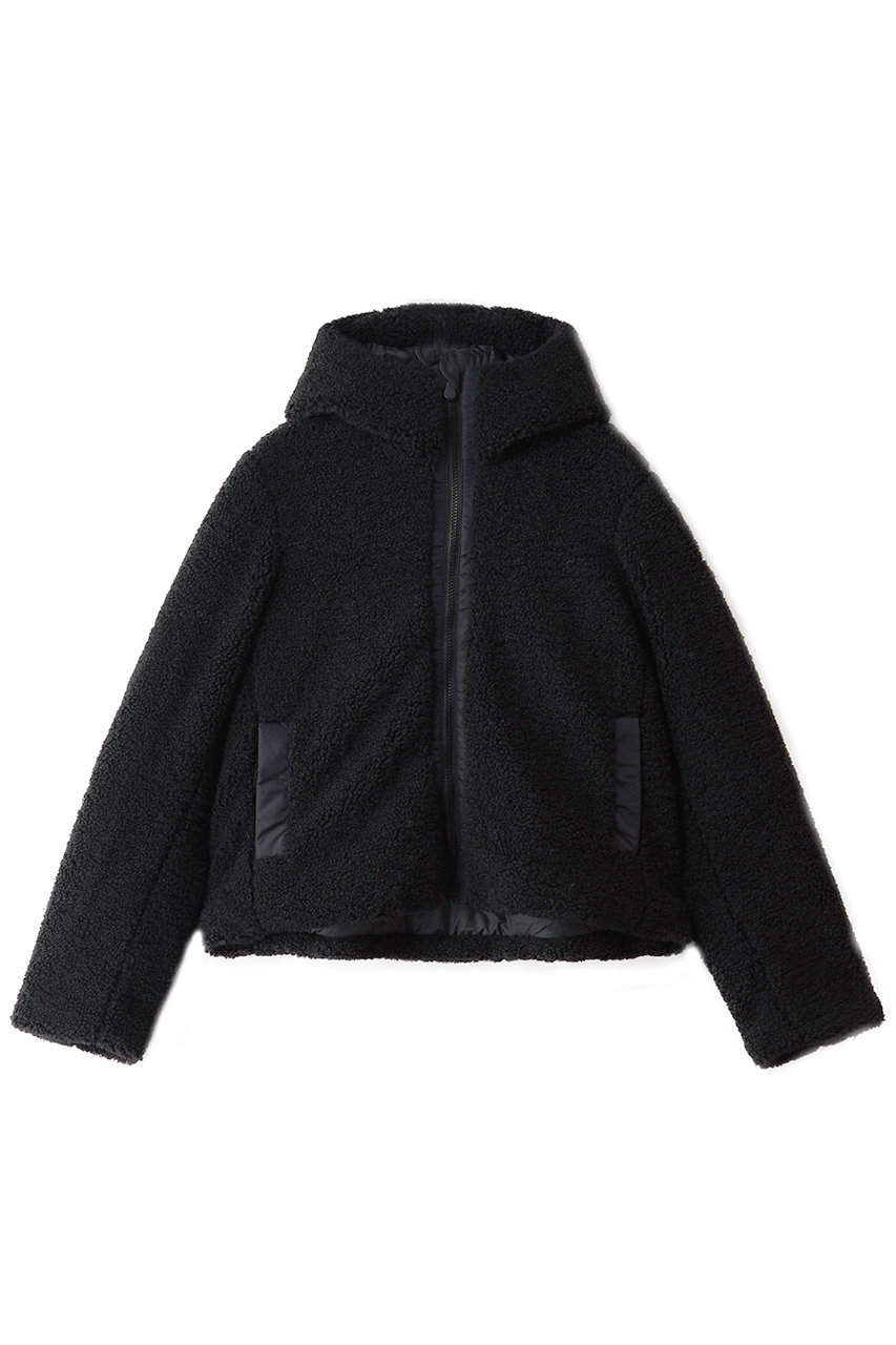 SAVE THE DUCK BUBU D33186W フード付きボアジャケット (ブラック, 2) セーブ・ザ・ダック ELLE SHOP