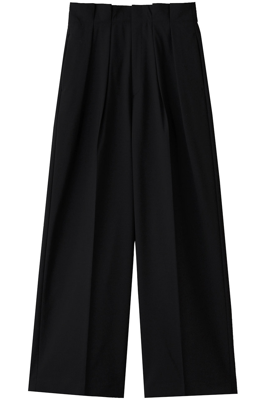 esteta ウールトロドライストレッチ タックワイドパンツ (ブラック, 38) エステータ ELLE SHOP esteta ウールトロドライストレッチ タックワイドパンツ (ブラック, 38) エステータ ELLE SHOP