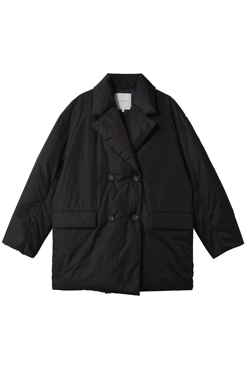 esteta LIMONTAタフタ ダウンコート (ブラック, 38) エステータ ELLE SHOP