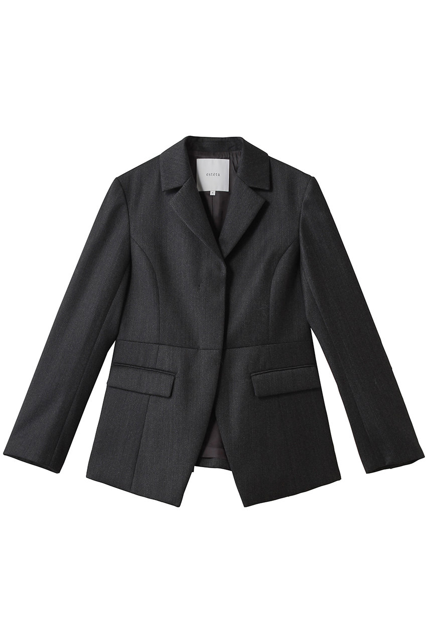 esteta 【大きいサイズ】CANONICO カバートクロス ジャケット (スレートグレー, 44) エステータ ELLE SHOP esteta 【大きいサイズ】CANONICO カバートクロス ジャケット (スレートグレー, 44) エステータ ELLE SHOP