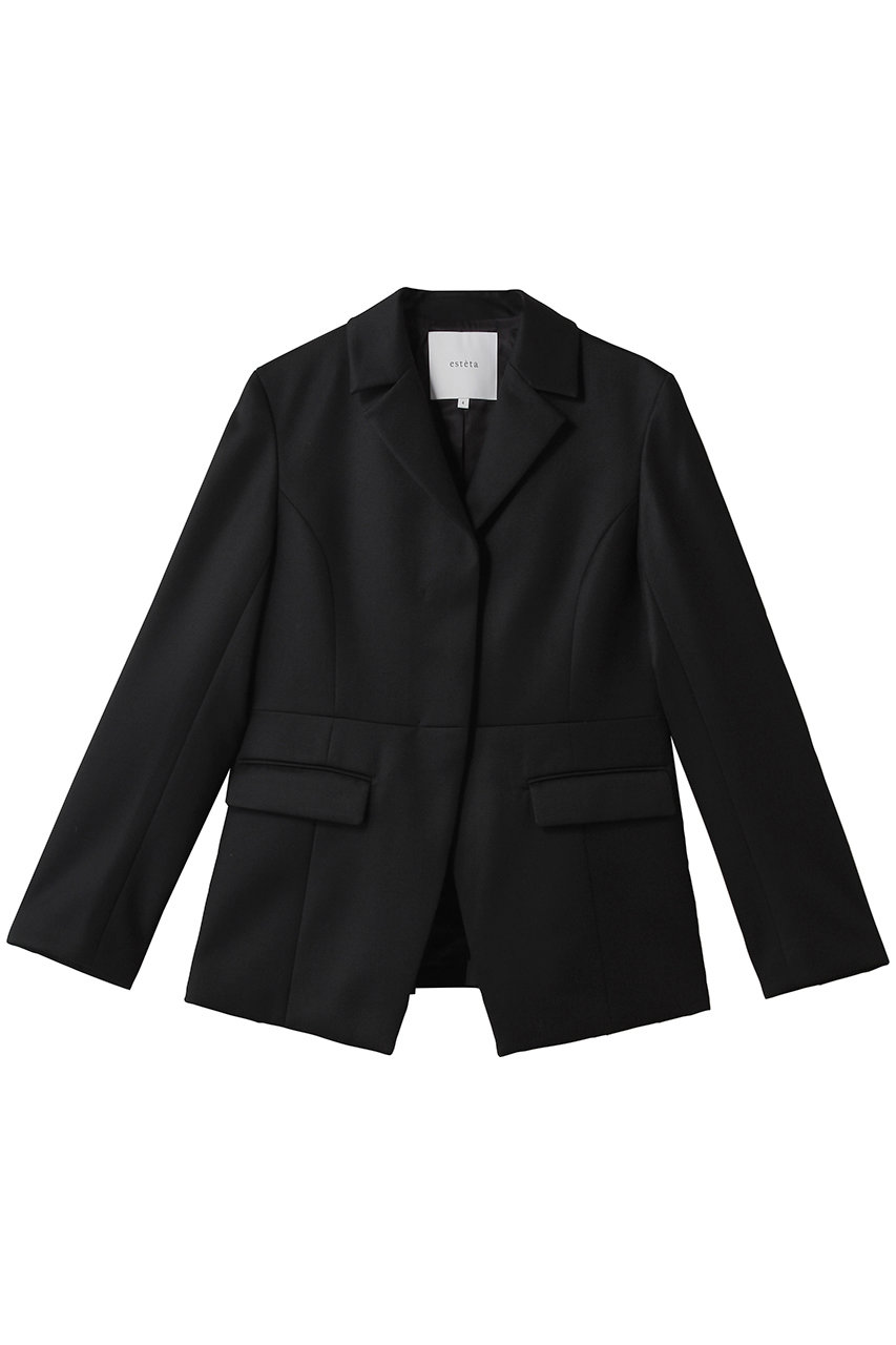esteta 【大きいサイズ】CANONICO カバートクロス ジャケット (ブラック, 44) エステータ ELLE SHOP esteta 【大きいサイズ】CANONICO カバートクロス ジャケット (ブラック, 44) エステータ ELLE SHOP