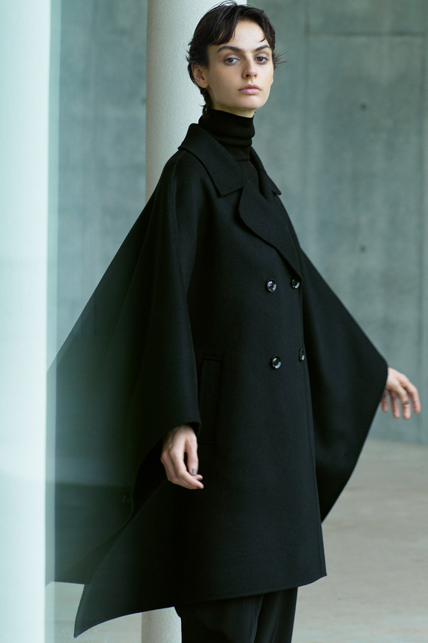 esteta(エステータ)｜ウールリバー ポンチョ コート/ブラック の通販