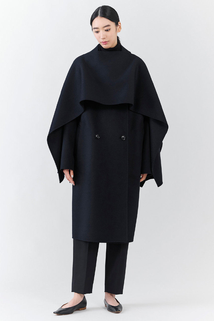 esteta(エステータ)｜ウールリバー ケープ付き コート/ブラック の通販
