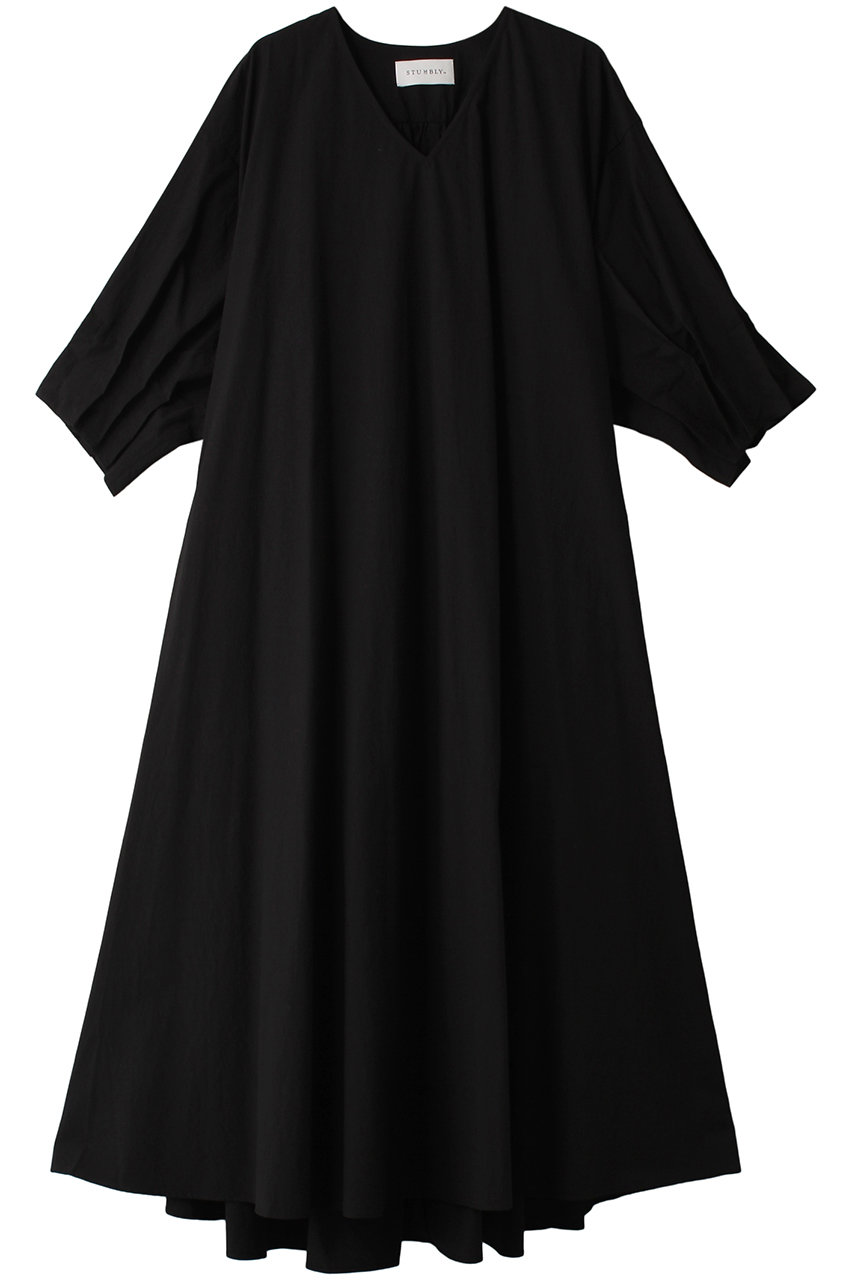 ヒューエルミュージアム/hueLe Museumの【STUMBLY】タックスリーブドレス(ブラック/535-4140004)