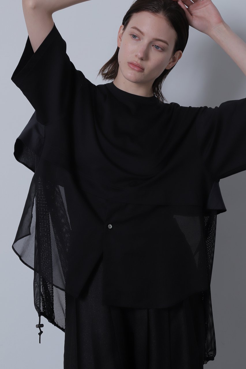 STUMBLY ミックスファブリックコンビTシャツ ブラック STUMBLY ミックスファブリックコンビTシャツ ブラック