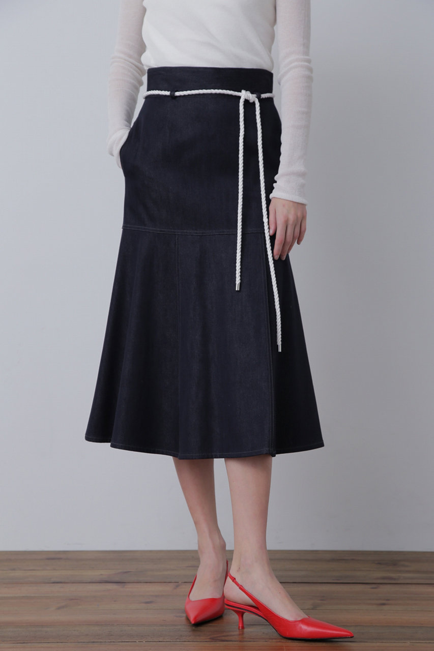 hueLe Museum 【STUMBLY】 Cotton/Silk Peplum Skirt (ネイビー, ３６) ヒューエルミュージアム ELLE SHOP