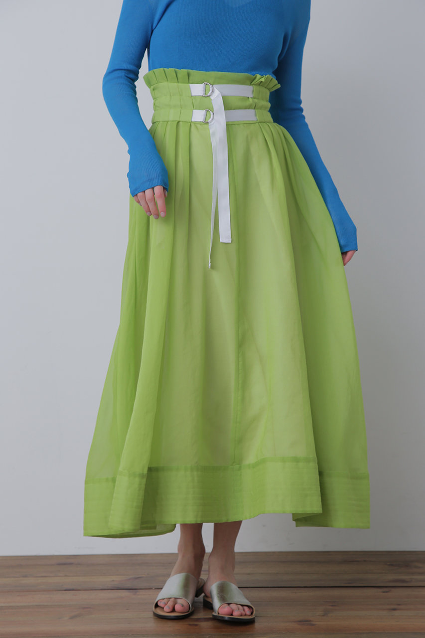 hueLe Museum 【STUMBLY】シアーオーガンジースカート (ライトグリーン, 36) ヒューエルミュージアム ELLE SHOP