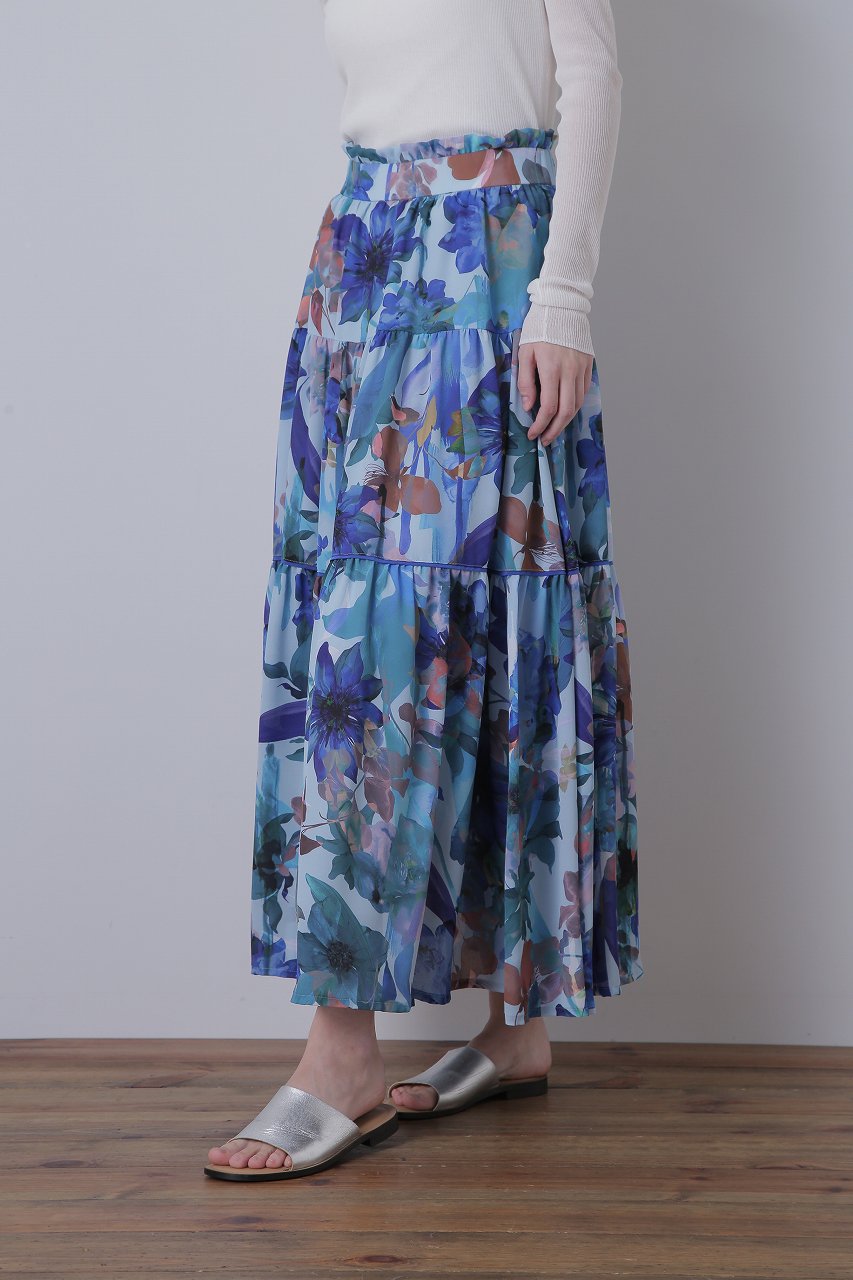 ヒューエルミュージアム/hueLe Museumの【STUMBLY】フラワープリントフレアスカート(ブルー/535-4120005)