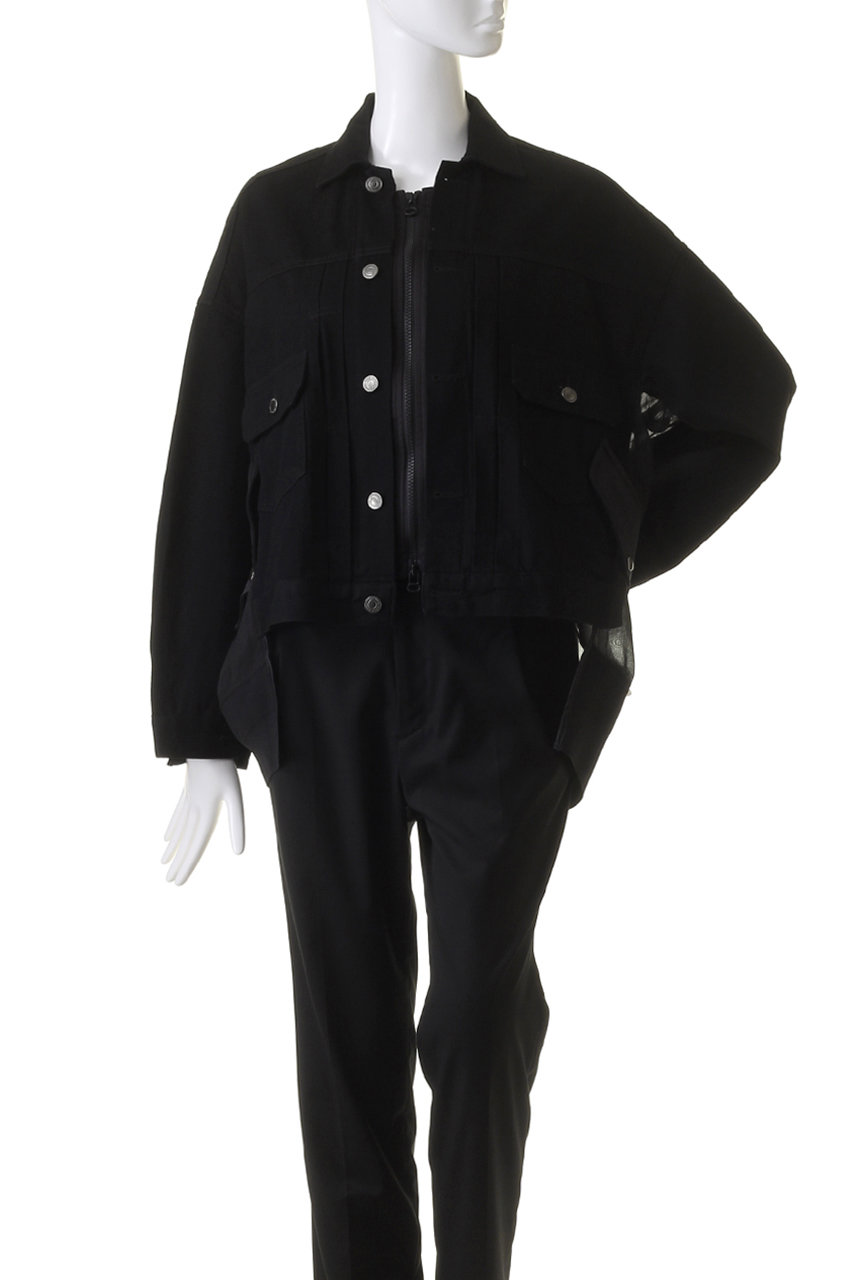 ア*ジ様 STUMBLY デニムオーガンジーコンビジャケット hueLe Museum(ヒューエルミュージアム)｜【STUMBLY】デニム