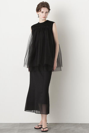 ヒューエルミュージアム/hueLe Museumの【STUMBLY】Sheer Satin Combi Skirt(110700/110703)