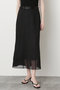 【STUMBLY】Sheer Satin Combi Skirt ヒューエルミュージアム/hueLe Museum