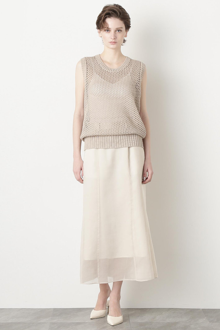 ヒューエルミュージアム/hueLe Museumの【STUMBLY】Sheer Satin Combi Skirt(ベージュ/5355120502)