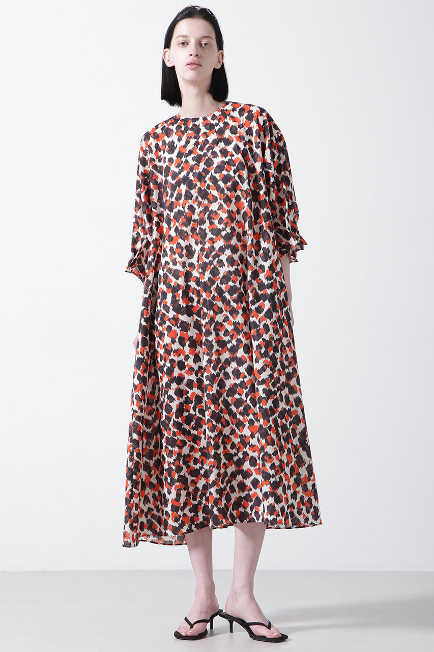 hueLe Museum 【STUMBLY】Printed Maxi Dress (オレンジ, ３８) ヒューエルミュージアム ELLE SHOP