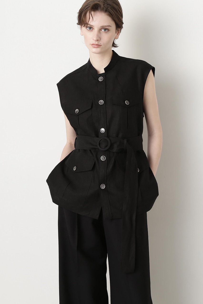 ヒューエルミュージアム/hueLe Museumの【STUMBLY】Belted Sleeveless Jacket(ブラック/5355150500)