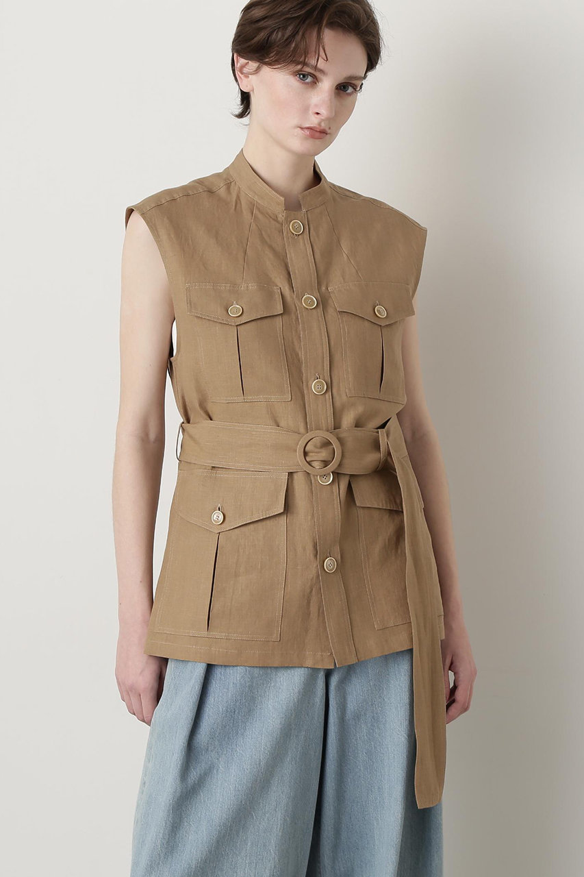 ヒューエルミュージアム/hueLe Museumの【STUMBLY】Belted Sleeveless Jacket(ベージュ/5355150500)
