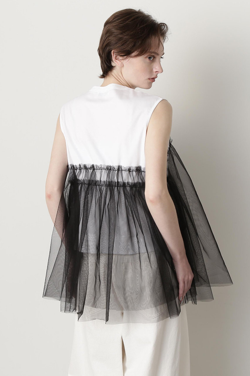 ヒューエルミュージアム/hueLe Museumの【STUMBLY】Tulle Combination Tops(ホワイト/5355160508)