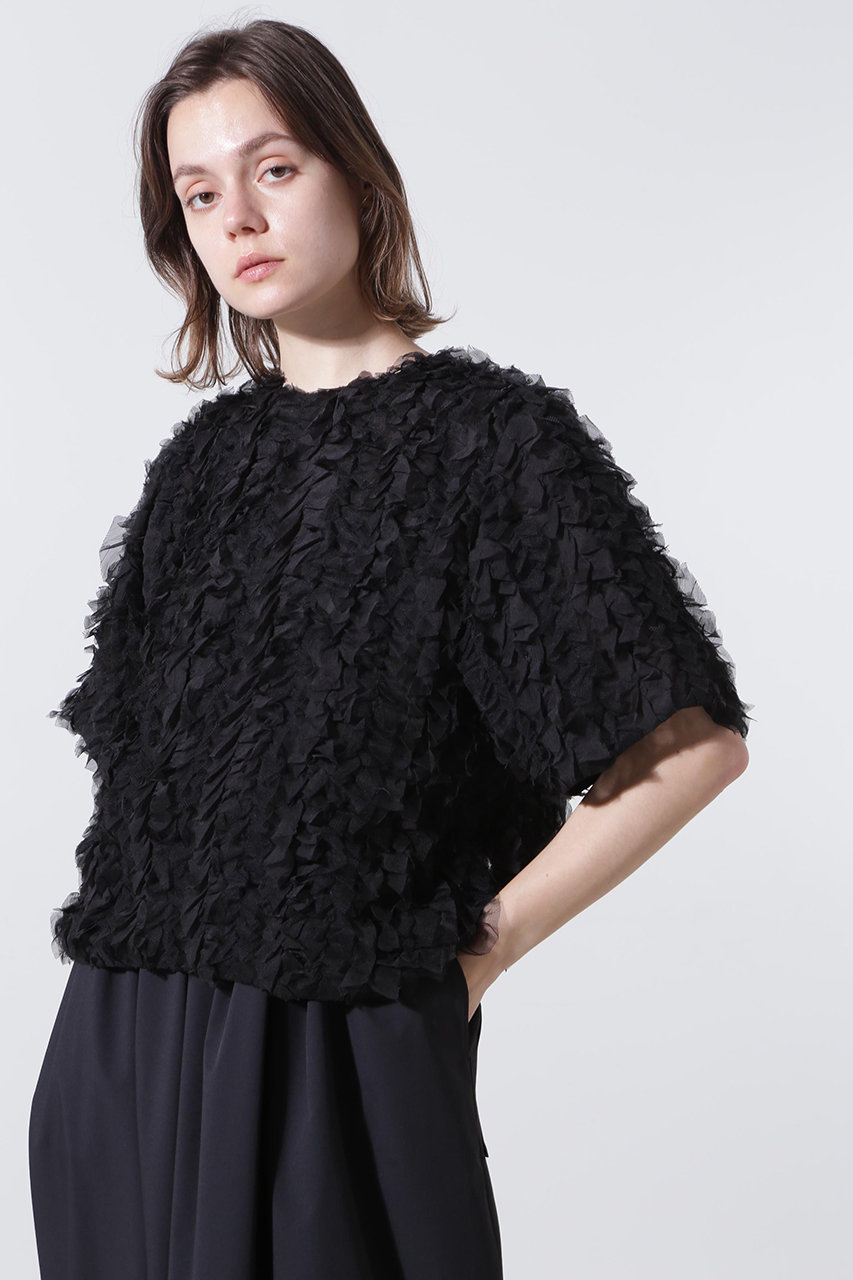 ヒューエルミュージアム/hueLe Museumの【hLM】フリチュリジャガードブラウス(ブラック/7505110501)