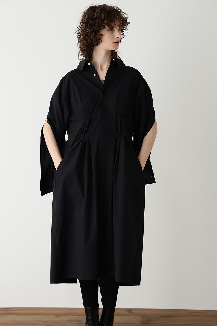 hueLe Museum 【STUMBLY】 Front Tuck Shirt Dress (ブラック, ３６) ヒューエルミュージアム ELLE SHOP