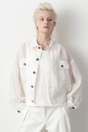 ヒューエルミュージアム/hueLe Museumの【STUMBLY】Sheer Organdy Jean Jaket(110800/110801)