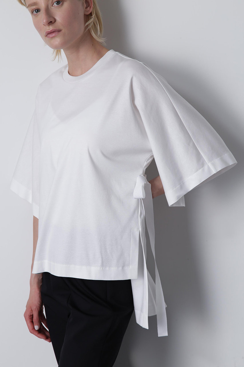 ヒューエルミュージアム/hueLe Museumの【hLM】リボンギャザーTシャツ(ホワイト/7505160410)