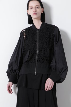 ヒューエルミュージアム/hueLe Museumの【STUMBLY】Lace Combi Sheer Sleeve MA-1(110800/110801)