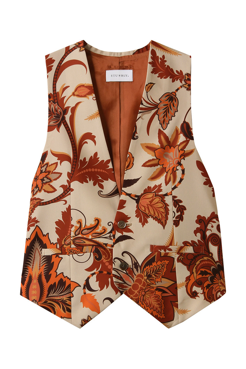 ヒューエルミュージアム/hueLe Museumの【STUMBLY】Printed Narrow ilhouette Gilet(ベージュ/5355150010)