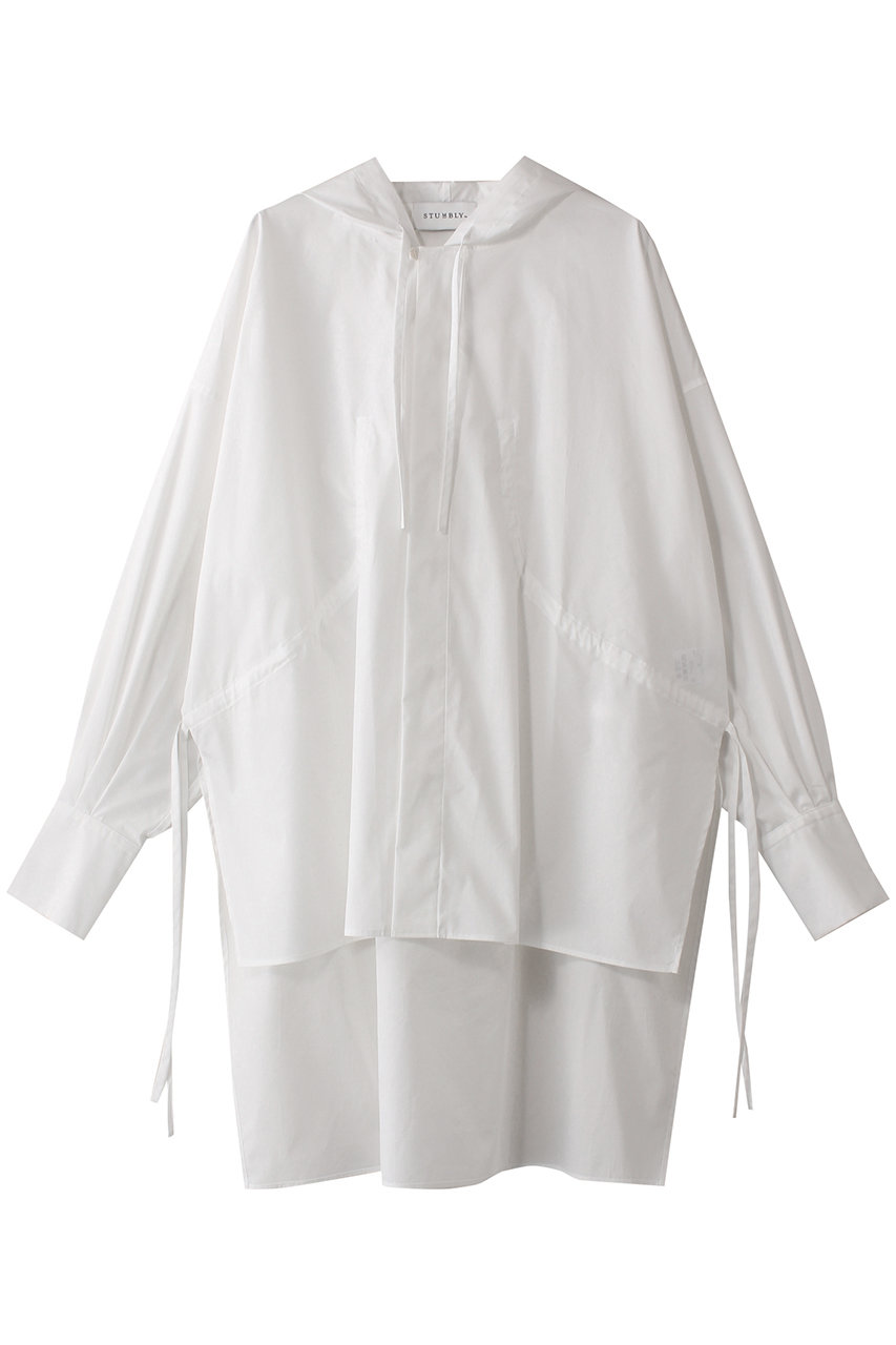 ヒューエルミュージアム/hueLe Museumの【STUMBLY】Hooded Big Silhouette Shirt(ホワイト/5355110001)