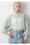 【STUMBLY】Sheer Volume Sleeve Shirt ヒューエルミュージアム/hueLe Museum ライトグリーン