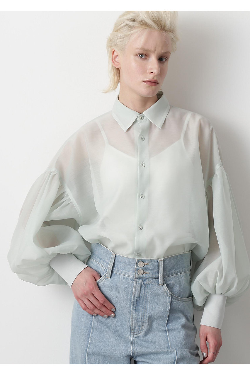 hueLe Museum 【STUMBLY】Sheer Volume Sleeve Shirt (ライトグリーン, F) ヒューエルミュージアム ELLE SHOP hueLe Museum 【STUMBLY】Sheer Volume Sleeve Shirt (ライトグリーン, F) ヒューエルミュージアム ELLE SHOP