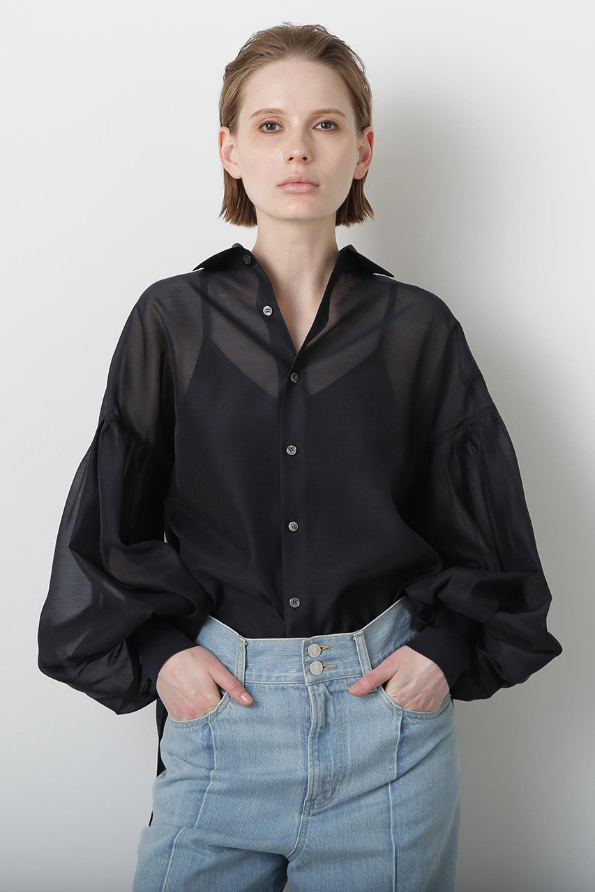 hueLe Museum 【STUMBLY】Sheer Volume Sleeve Shirt (ネイビー, F) ヒューエルミュージアム ELLE SHOP hueLe Museum 【STUMBLY】Sheer Volume Sleeve Shirt (ネイビー, F) ヒューエルミュージアム ELLE SHOP