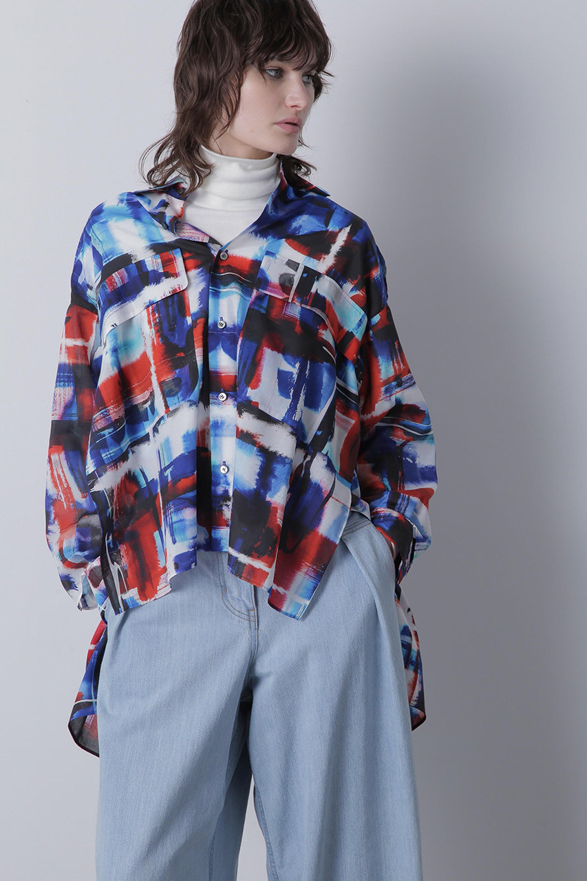 hueLe Museum 【STUMBLY】Art Check Print Shirts (ブルー, 36) ヒューエルミュージアム ELLE SHOP hueLe Museum 【STUMBLY】Art Check Print Shirts (ブルー, 36) ヒューエルミュージアム ELLE SHOP