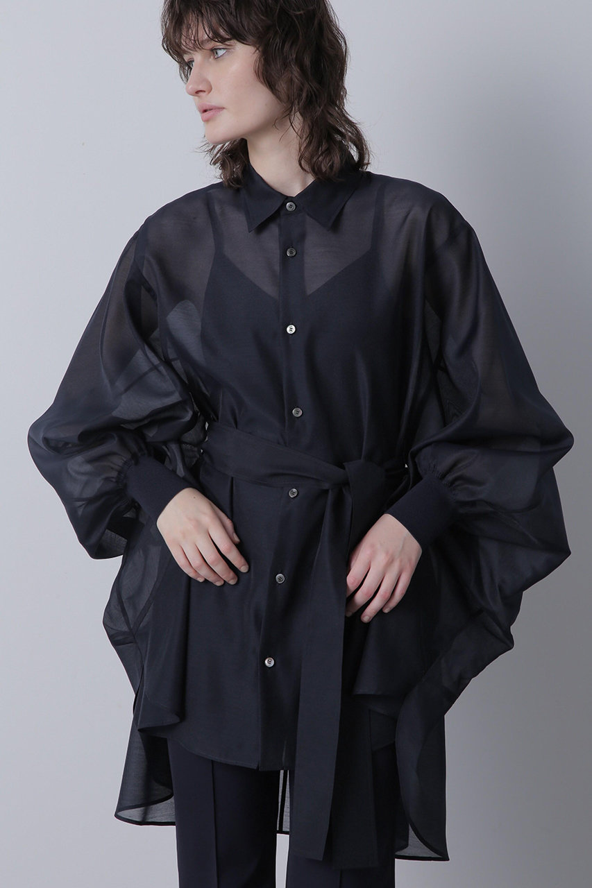 hueLe Museum 【STUMBLY】Bellted Big Silhouette BL (ネイビー, ３８) ヒューエルミュージアム ELLE SHOP