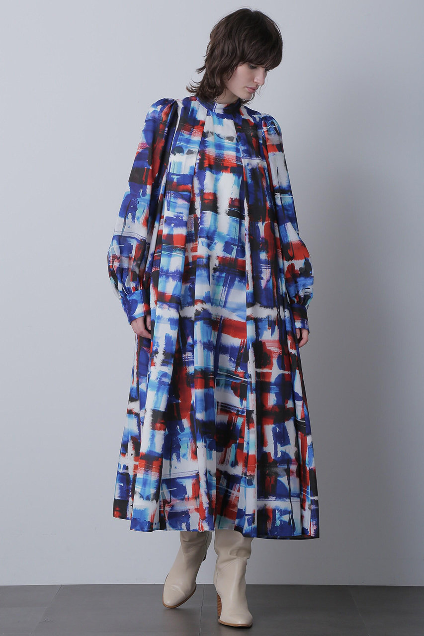 hueLe Museum 【STUMBLY】Art Check Print Dress (ブルー, 38) ヒューエルミュージアム ELLE SHOP hueLe Museum 【STUMBLY】Art Check Print Dress (ブルー, 38) ヒューエルミュージアム ELLE SHOP