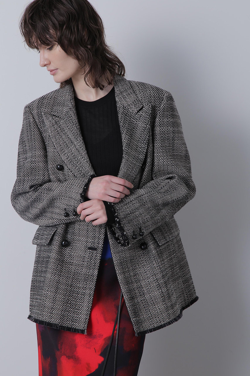 ヒューエルミュージアム/hueLe Museumの【hLM】ウールスラブツイードジャケット(ブラック/7504250902)