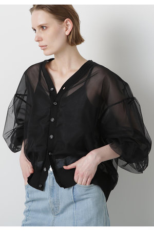 ヒューエルミュージアム/hueLe Museumの【STUMBLY】Tulle Organdy Cardigan Blouse(110400/110403)