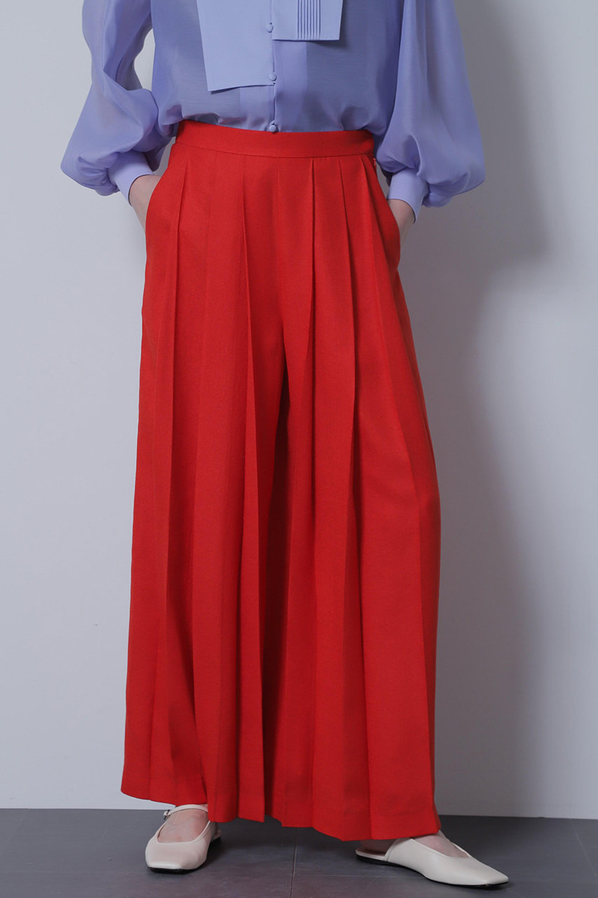 hueLe Museum 【STUMBLY】Tuck Pleated Wide Pants (レッド, 38) ヒューエルミュージアム ELLE SHOP hueLe Museum 【STUMBLY】Tuck Pleated Wide Pants (レッド, 38) ヒューエルミュージアム ELLE SHOP