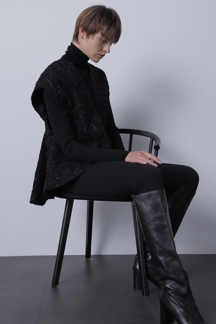 hueLe Museum 【STUMBLY】Tweed Back Peplum Gilet Blouse (ブラック, 38) ヒューエルミュージアム ELLE SHOP hueLe Museum 【STUMBLY】Tweed Back Peplum Gilet Blouse (ブラック, 38) ヒューエルミュージアム ELLE SHOP