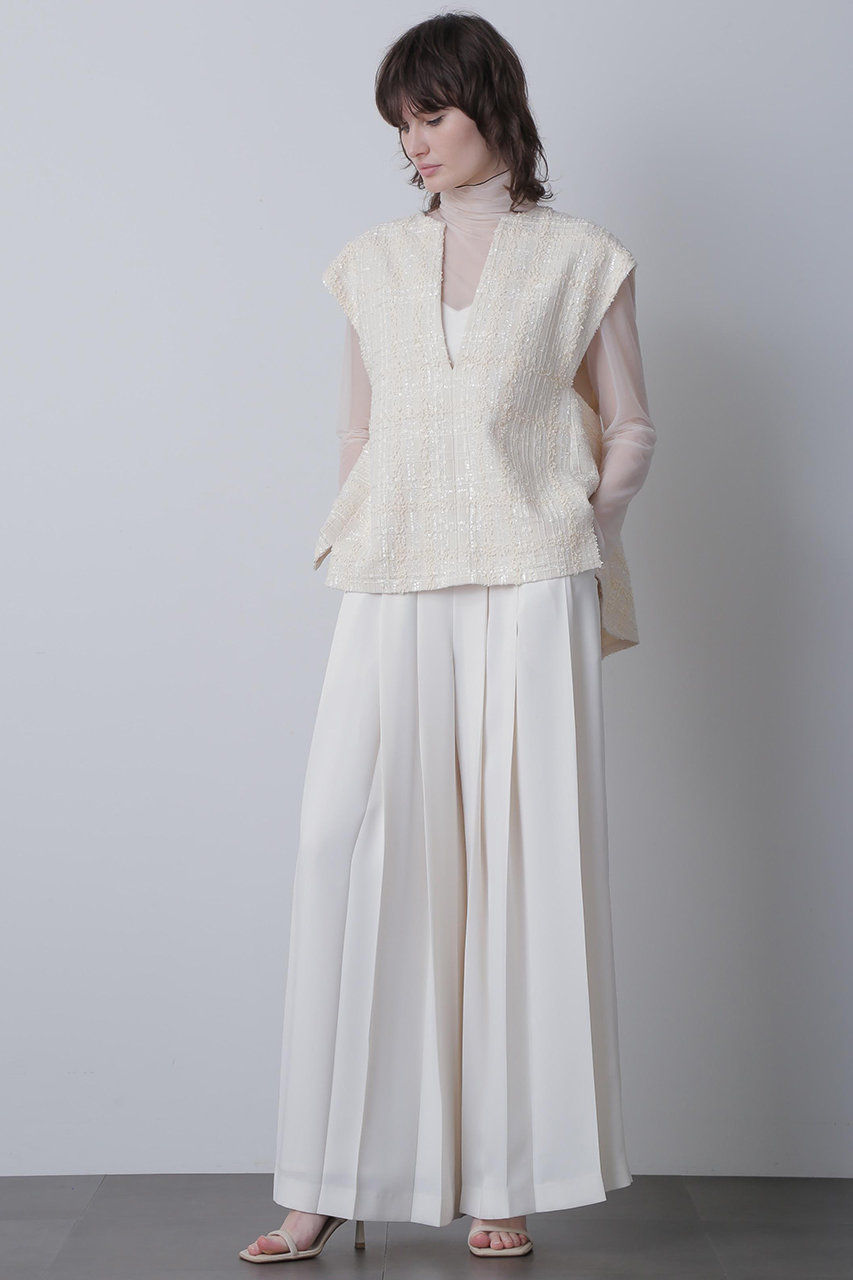 hueLe Museum 【STUMBLY】Pleated Wide Pants (ホワイト, 36) ヒューエルミュージアム ELLE SHOP hueLe Museum 【STUMBLY】Pleated Wide Pants (ホワイト, 36) ヒューエルミュージアム ELLE SHOP