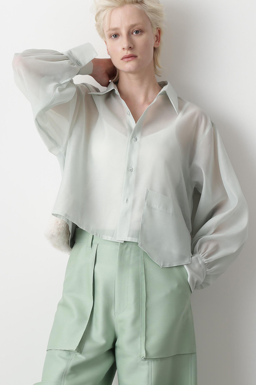 hueLe Museum 【STUMBLY】Fur Trim Combination Blouse (ライトグリーン, 38) ヒューエルミュージアム ELLE SHOP hueLe Museum 【STUMBLY】Fur Trim Combination Blouse (ライトグリーン, 38) ヒューエルミュージアム ELLE SHOP