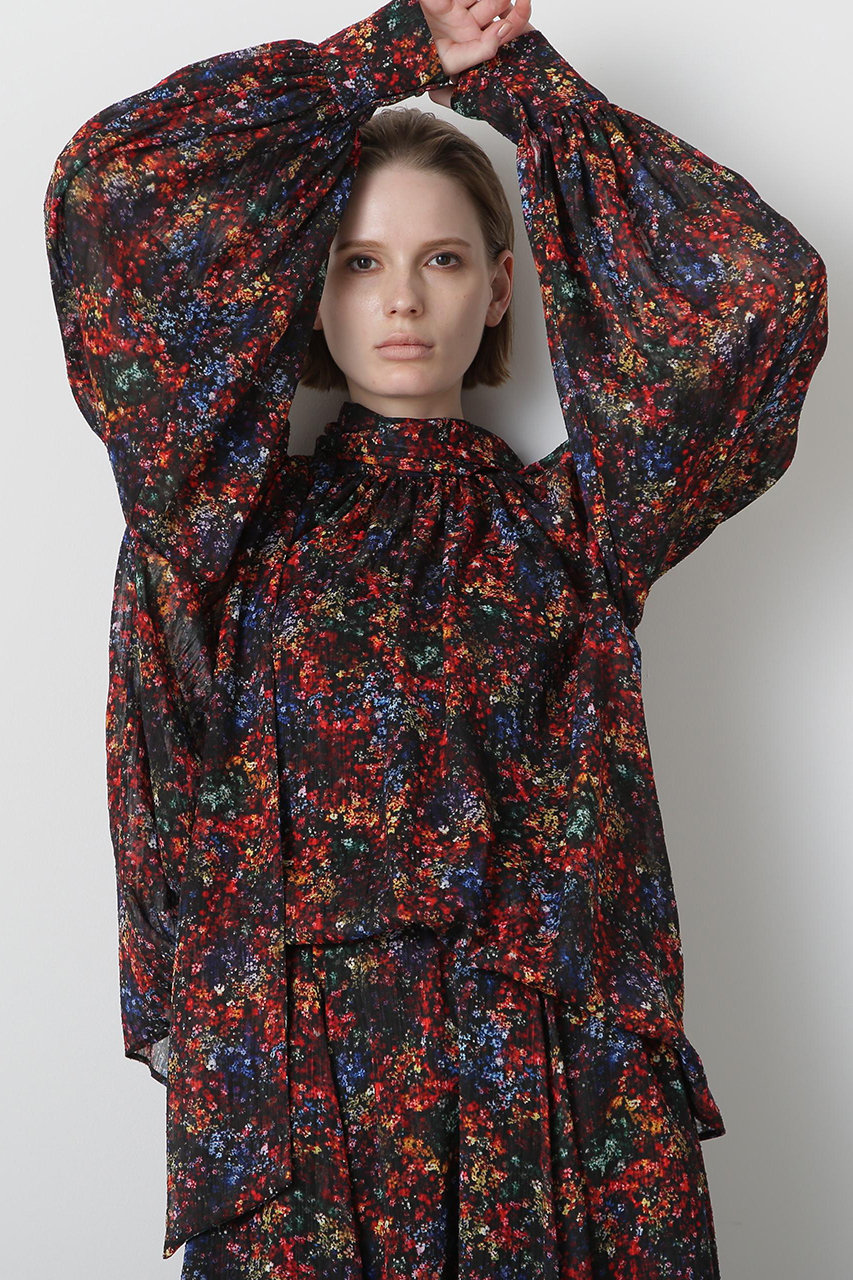 hueLe Museum 【STUMBLY】Printed Bow-Tie Blouse (ブラック, ３６) ヒューエルミュージアム ELLE SHOP