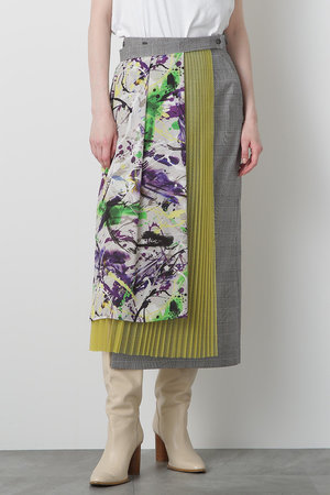 ヒューエルミュージアム/hueLe Museumの【STUMBLY】Mix Fabric Combination Skirt(110700/110703)