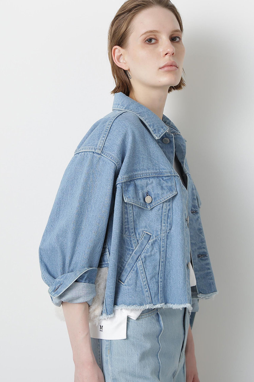 【STUMBLY】Fur Trim Combination Denim JK