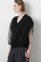 【STUMBLY】Tulle Combination V-neck  Gile ヒューエルミュージアム/hueLe Museum ブラック