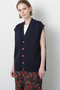【STUMBLY】Painted Metal Button Gilet ヒューエルミュージアム/hueLe Museum ネイビー