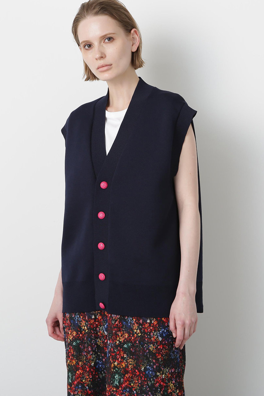 hueLe Museum 【STUMBLY】Painted Metal Button Gilet (ネイビー, F) ヒューエルミュージアム ELLE SHOP hueLe Museum 【STUMBLY】Painted Metal Button Gilet (ネイビー, F) ヒューエルミュージアム ELLE SHOP