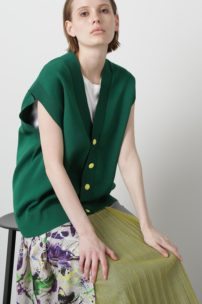 ヒューエルミュージアム/hueLe Museumの【STUMBLY】Painted Metal Button Gilet(グリーン/5355270028)