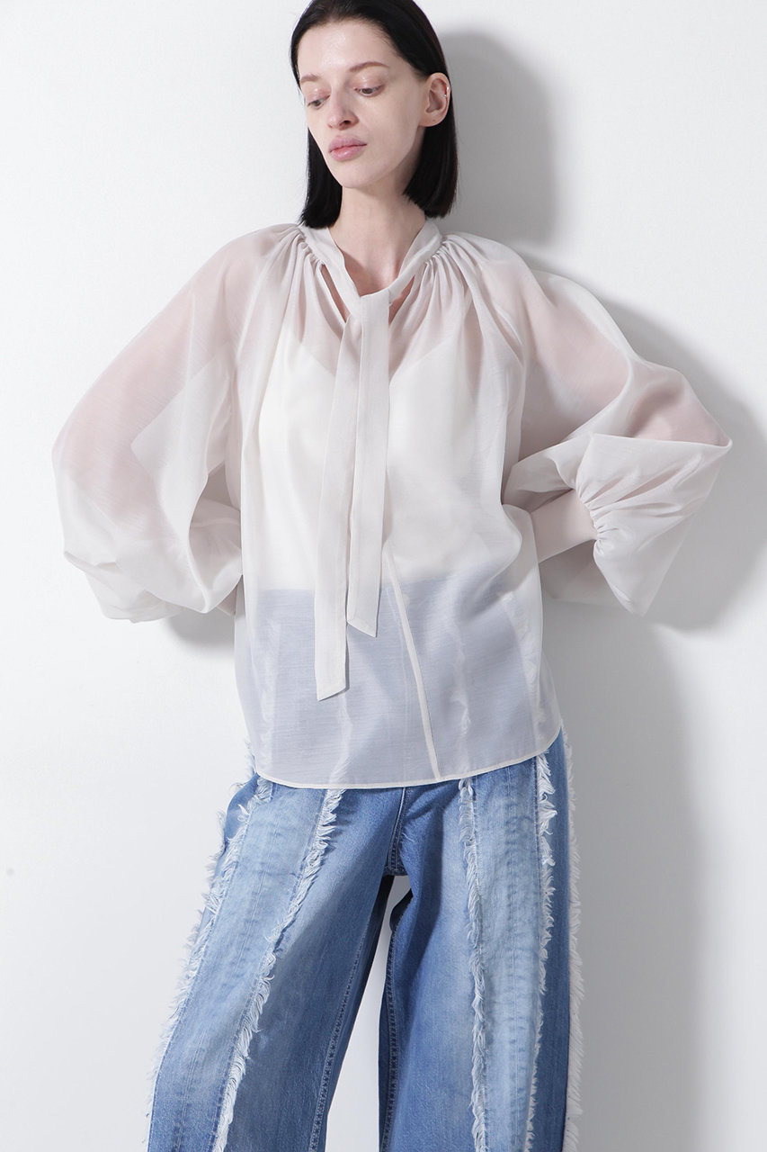 hueLe Museum 【STUMBLY】Sheer Organdy Bow-Tie BL (ホワイト, F) ヒューエルミュージアム ELLE SHOP hueLe Museum 【STUMBLY】Sheer Organdy Bow-Tie BL (ホワイト, F) ヒューエルミュージアム ELLE SHOP