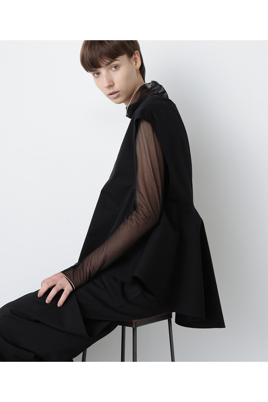【STUMBLY】Back Peplum Gilet Blouse