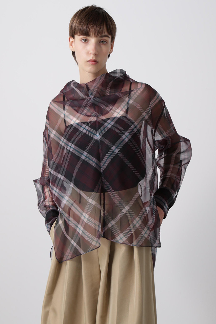 hueLe Museum 【hLM】シアーチェックブラウス (ワイン, F) ヒューエルミュージアム ELLE SHOP hueLe Museum 【hLM】シアーチェックブラウス (ワイン, F) ヒューエルミュージアム ELLE SHOP