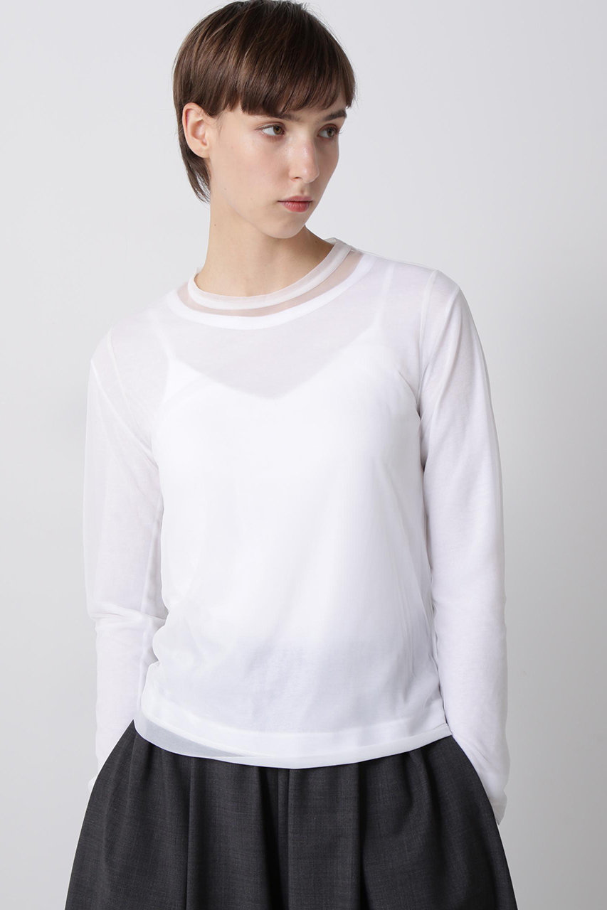 hueLe Museum 【hLM】シアーレイヤードTシャツ (ホワイト, F) ヒューエルミュージアム ELLE SHOP hueLe Museum 【hLM】シアーレイヤードTシャツ (ホワイト, F) ヒューエルミュージアム ELLE SHOP